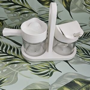 White Spice Jar Set with Spoon